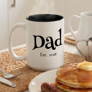 Taza Bicolor Papá Negro Establecido Nuevo Papá Simple y Audaz