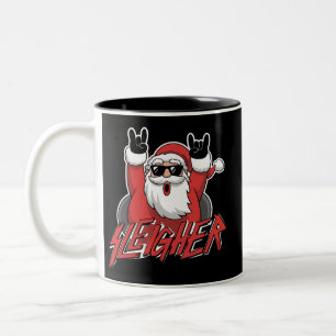 Taza Bicolor Papá Noel Asesino Metal Navidad Divertido Granizo