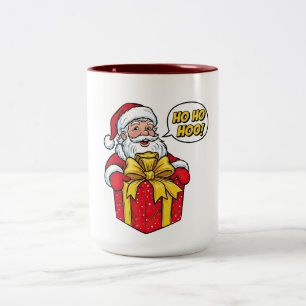 Taza Bicolor Papá Noel con caja de regalo Navidad