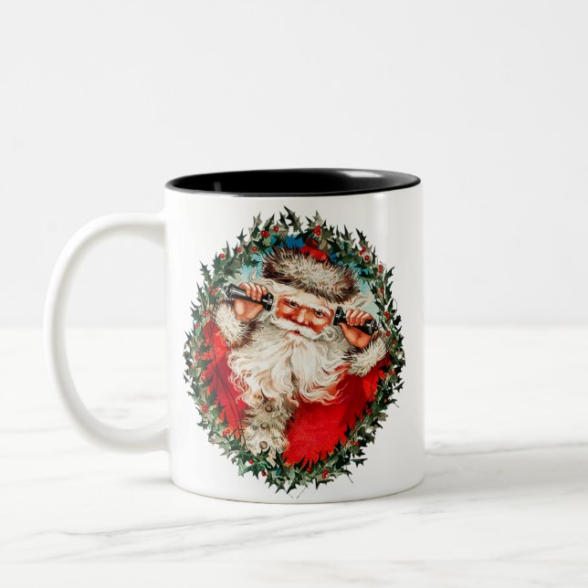 Taza Bicolor Papá Noel en los teléfonos de cuerdas (Izquierda)