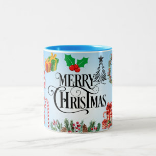 Taza Bicolor Papá Noel, feliz Navidad