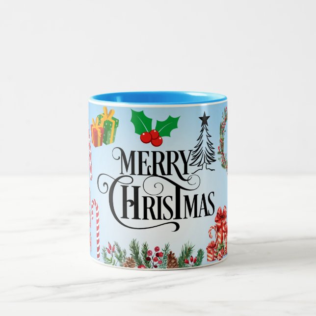 Taza Bicolor Papá Noel, feliz Navidad (Centro)