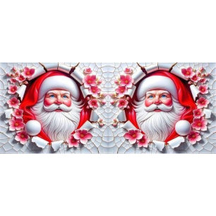 Taza Bicolor Papá Noel Floral Navidad