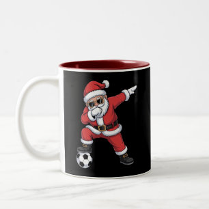 Taza Bicolor Papá Noel Fútbol Dabbing Santa Regalo Navidad