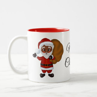Taza Bicolor Papá Noel negro Feliz Mug de Navidad