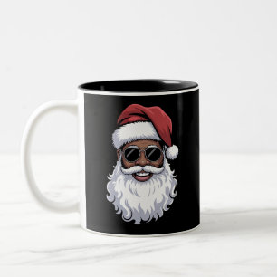 Taza Bicolor Papá Noel Negro Navidad Papá Noel Afro Afroamerica