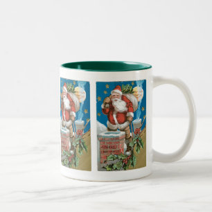 Taza Bicolor Papá Noel vintage con la luna