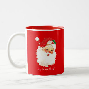 Taza Bicolor Papá Noel vintage sobre el tazón rojo de café con 