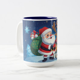 Taza Bicolor Papá Noel y la Navidad de los renos