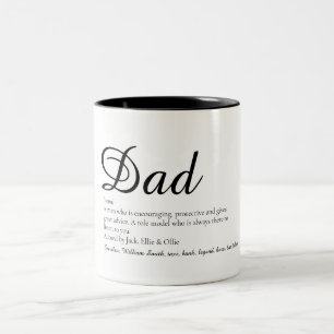 Taza Bicolor Papá, Padre Definición Guión Divertido