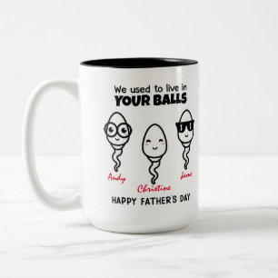 Taza Bicolor Papá solíamos vivir en tus bolas Café Mug