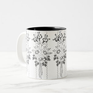 Taza Bicolor Papel pintado barroco ramo de flores gris