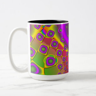 Taza Bicolor Papel pop neón psicodélico