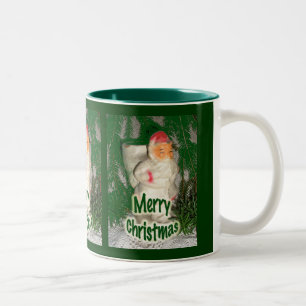 Taza Bicolor Papier Mache White Coated Santa Holiday Items