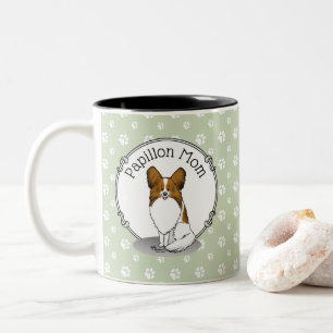 Taza Bicolor Papillon Mom Pap Mom (blanco y estable) Cute Dog M