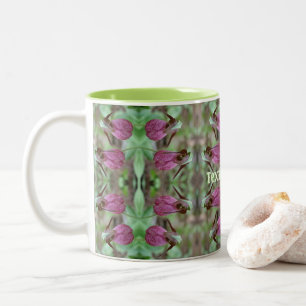 Taza Bicolor Par de flores de orquídeas de dama rosa personaliz