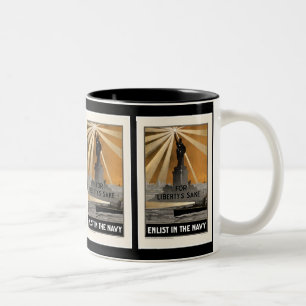 Taza Bicolor Para el ~ del motivo de la libertad aliste en la