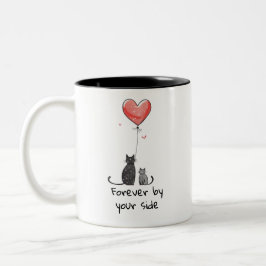Taza Bicolor Para siempre a tu lado - Gato lindo de San Valentí