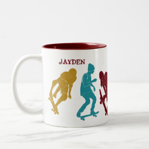 Taza Bicolor Para Skateboarders Skateboarding Graphics Collage