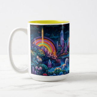 Taza Bicolor Paraíso de cristal de Pixel Art Unicorn