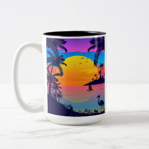 Taza Bicolor Paraíso de la puesta de sol tropical