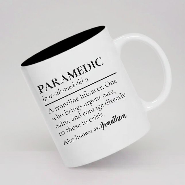 Taza Bicolor Paramedic Definition Mug Personalized Medical Gift (Personalized Paramedic Mug Health Professional Gift, Paramedic Definition Coffee Mug Thank You Gift)