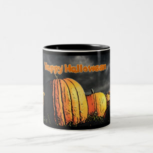 Taza Bicolor Parche de calabaza de Halloween