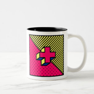 Taza Bicolor Parche Neo-Memphis - Signo de Cruz/Plus
