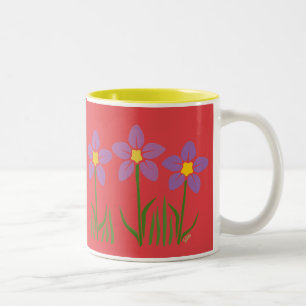 Taza Bicolor Parche Purple Flower
