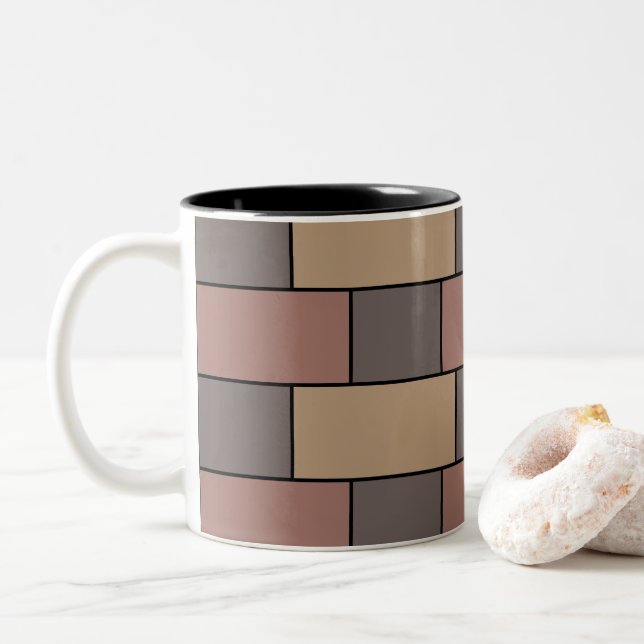 Taza Bicolor Pared de ladrillo rosa melocotón gris (Con donut)