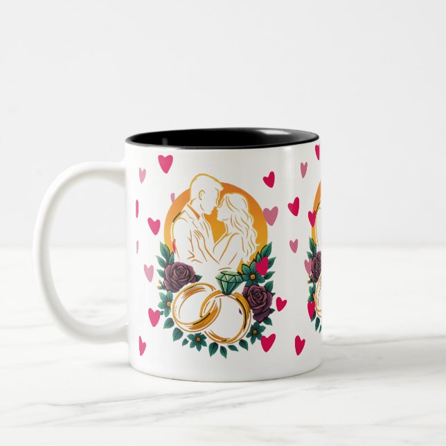 Taza Bicolor Pareja Boda romántica de dos tonos (Izquierda)