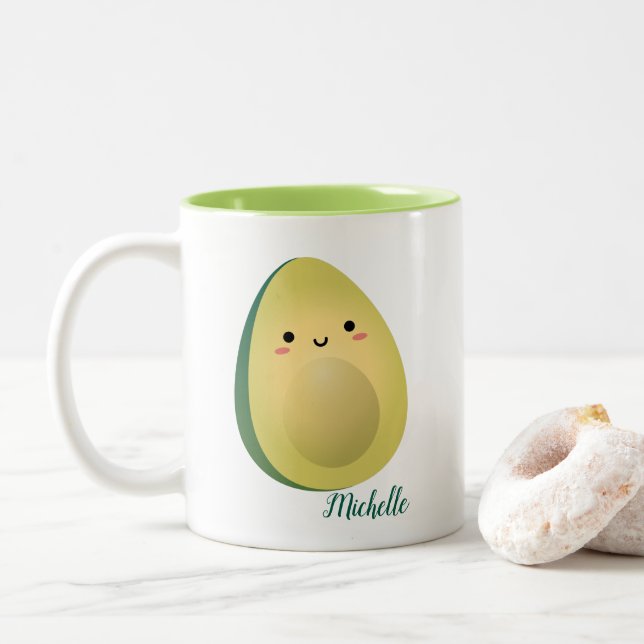 Taza Bicolor Pareja Cuta Coincidiendo Aguacates Funny Lets Avoc (Con donut)