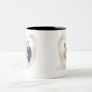 Taza Bicolor Pareja de dibujos animados de novios y novias
