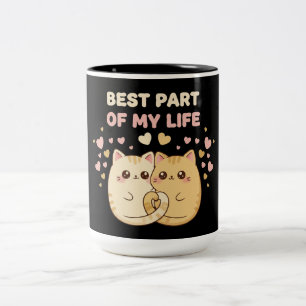 Taza Bicolor Pareja de Gatos Kawaii Adorables Enamorados   La M