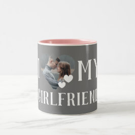 Taza Bicolor Pareja de San Valentín Corazón Foto Personalizada