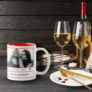 Taza Bicolor Pareja enamorada personalizada 2 fotos de rojo I