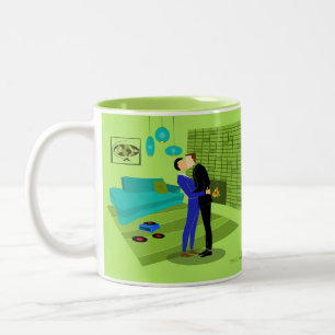 Taza Bicolor Pareja gay retro enamorada