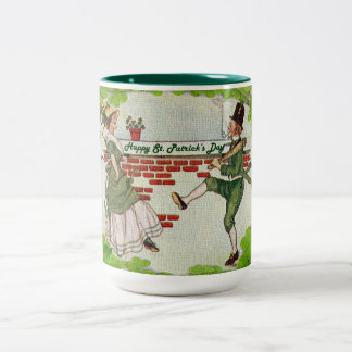 Taza Bicolor Pareja irlandesa de danza vintage