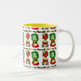 Taza Bicolor Pareja vegetal de época