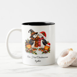 Taza Bicolor Parejas románticas de frailecillos de Christmaswee