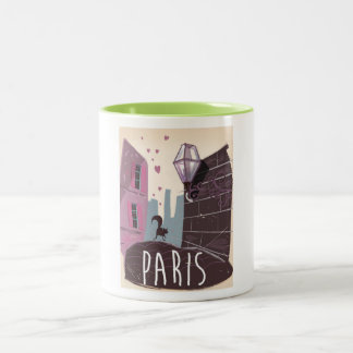 Taza Bicolor París, Francia, poster de viajes vintage.