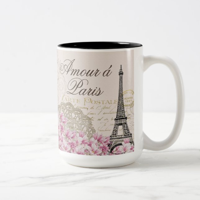 TAZA BICOLOR PARÍS, VIAJE DE EIFFEL, VINO FRANCÉS, CAMMEMBERT (Derecha)