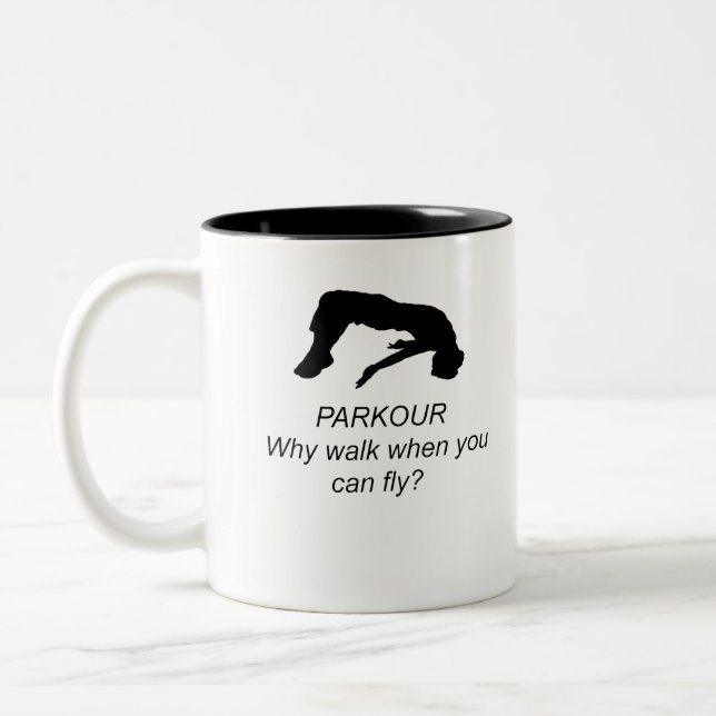 Taza Bicolor ¿Parkour-Why Walk When You Can Fly? (Izquierda)