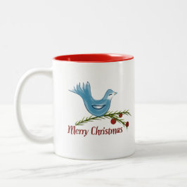 Taza Bicolor paro azul de pájaro azul navidad