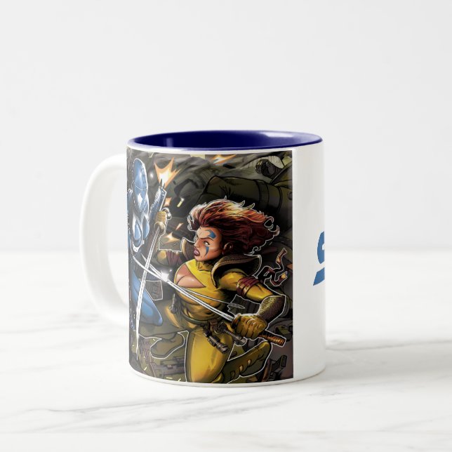 Taza Bicolor Paro de café del buscador V1 (Anverso izquierdo)