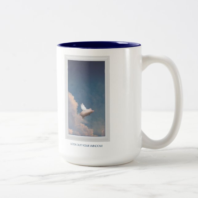 Taza Bicolor paro de cerdo volante (Derecha)