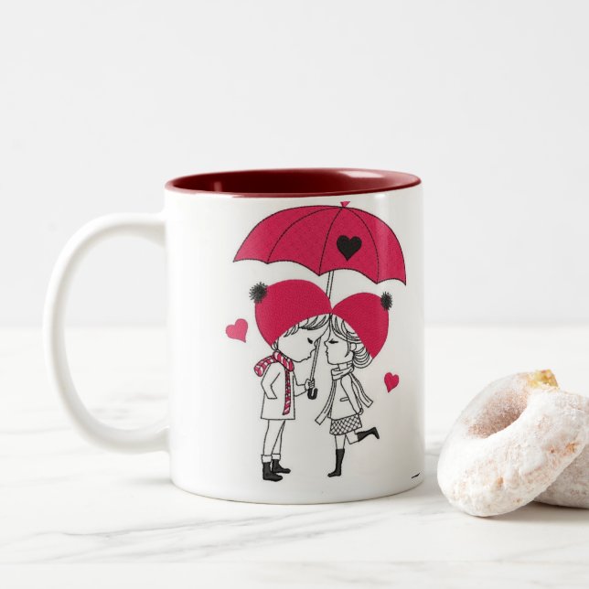Taza Bicolor paro de pareja (Con donut)
