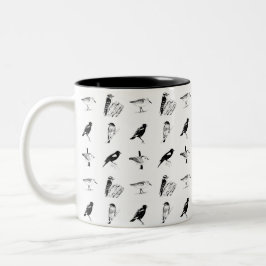 Taza Bicolor paro de patrón de pájaro