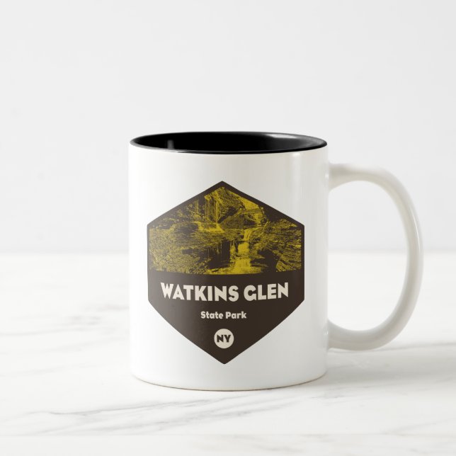 Taza Bicolor Parque estatal Watkins Glen Nueva York (Derecha)