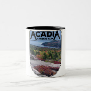 Taza Bicolor Parque Nacional Acadia Retro Vintage Isla Maine